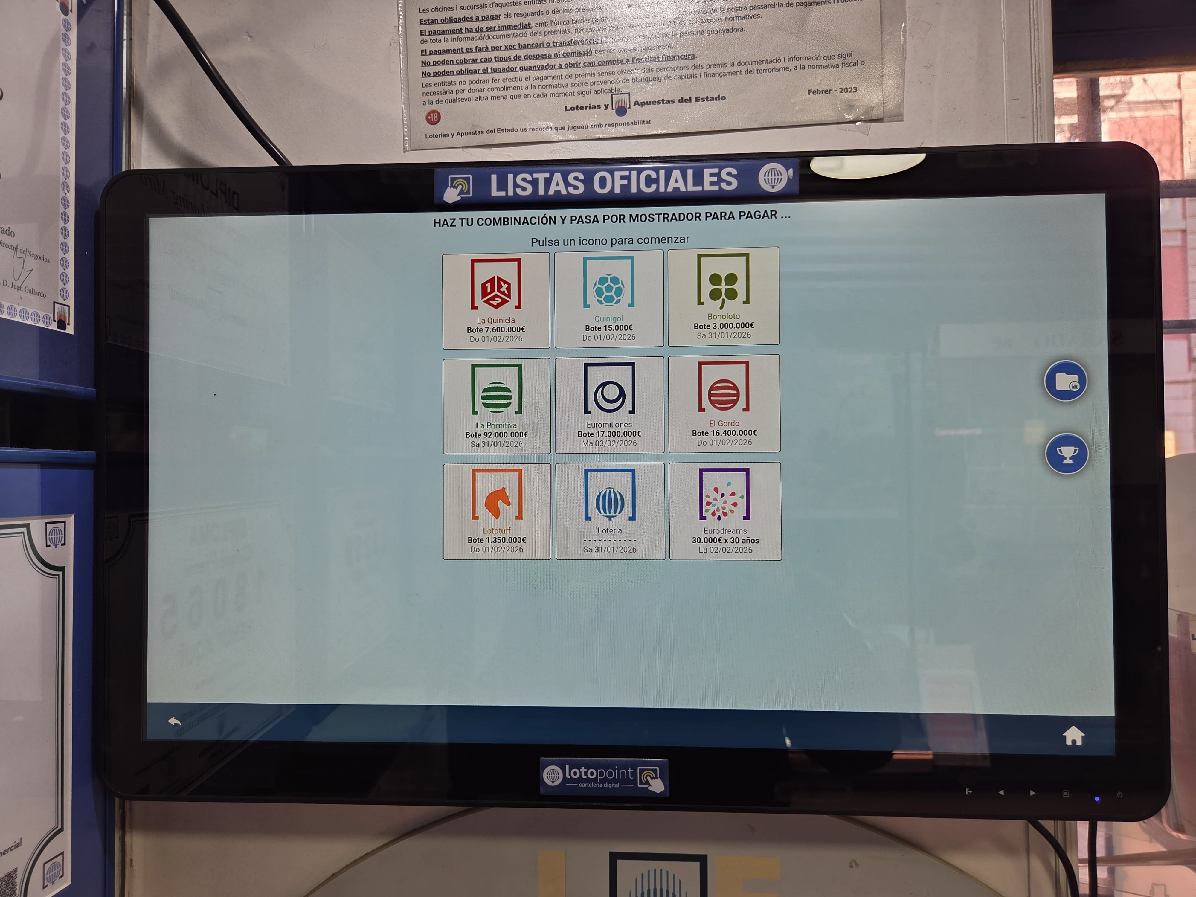 Pantalla loter�as