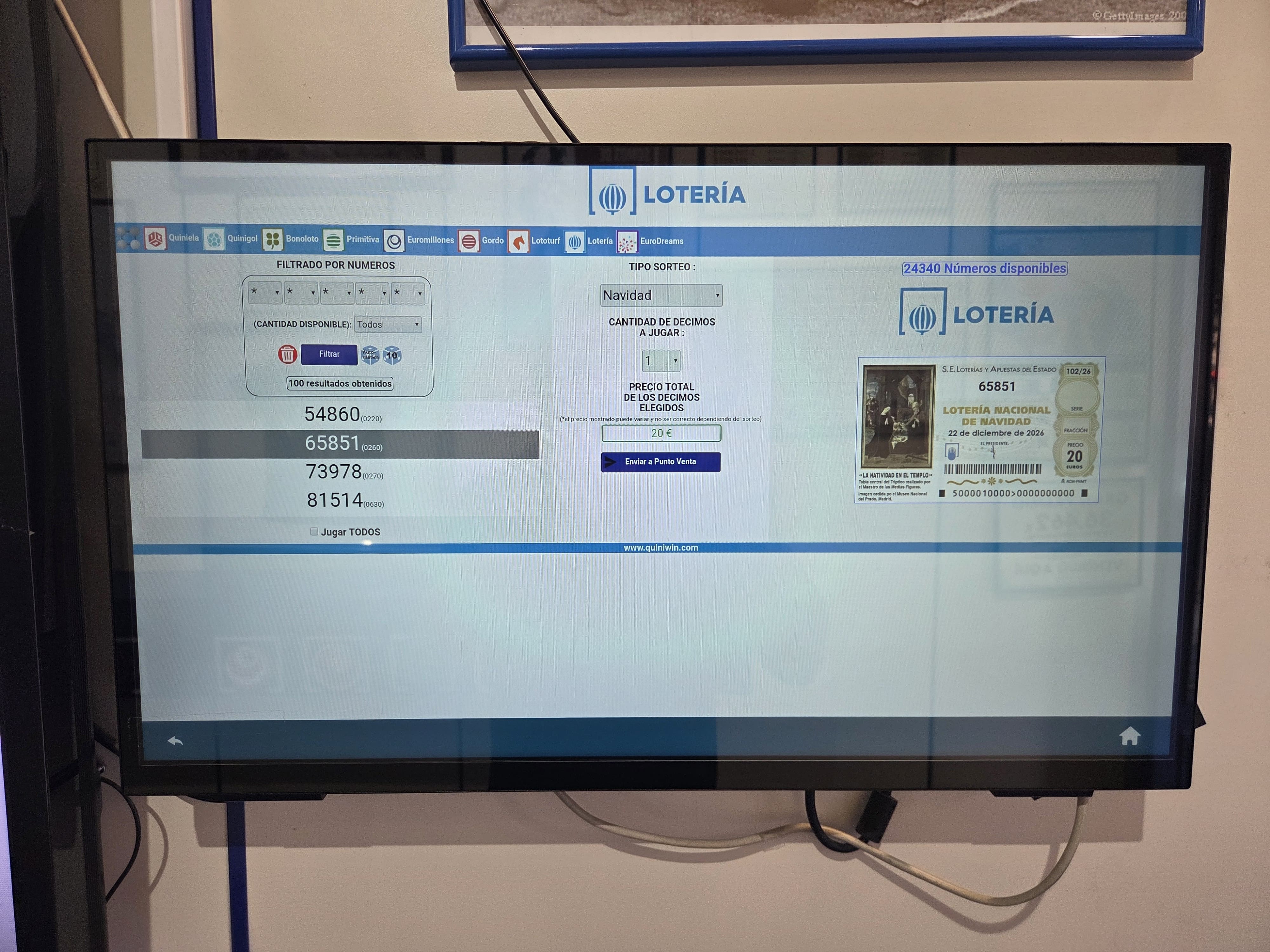 Pantalla loter�as